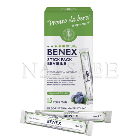 Erboristeria Magentina - Benex - Drinkable Stick Pack - 15 sticks 12 ml each | Blood Circulation and cellulite | Erboristeria Natsabe: online selling