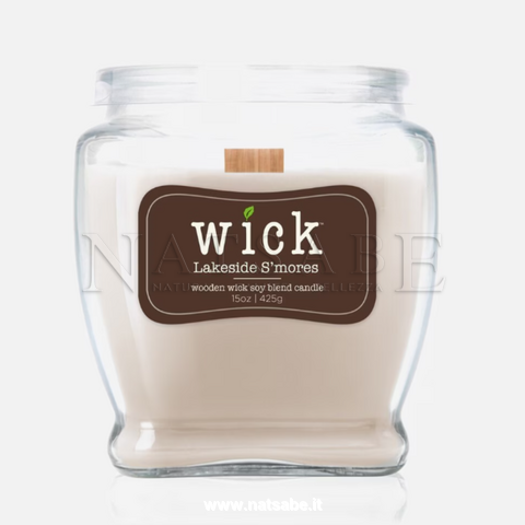 Colonial Candle - Candela Profumata con stoppino in legno - Lakeside S'mores - 425g | Candele Wick |  Erboristeria Natsabe: vendita online | erbe officinali, tisane, integratori