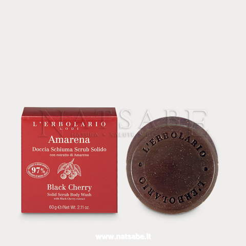 Erbolario - Black Cherry - Solid Bath Gel and Scrub - 60 g | Solid Shampoo and Shower Gel | Erboristeria Natsabe: online selling